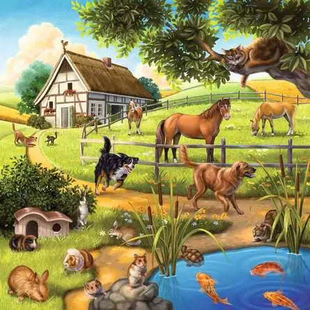 Forest/ Zoo/Domestic Animals 3 x 49 Piece Puzzles
