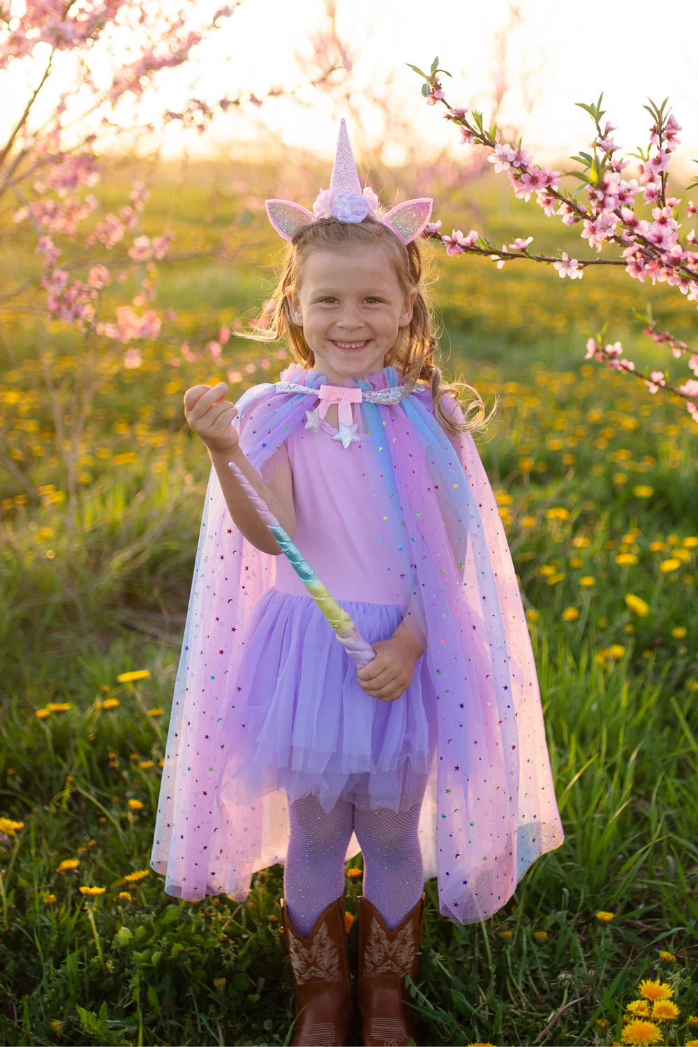 Rainbow Unicorn Cape & Headband, Multi, Size 4-6