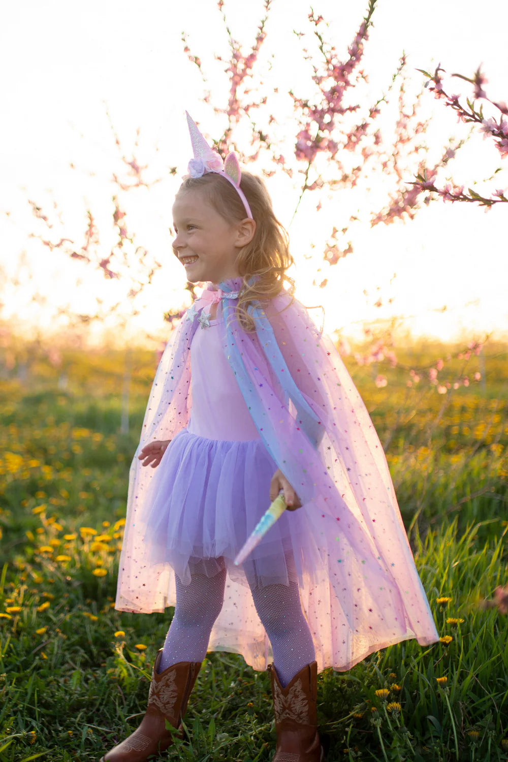 Rainbow Unicorn Cape & Headband, Multi, Size 4-6