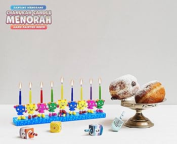 Ceramic Menorah, Dancing Dreidels