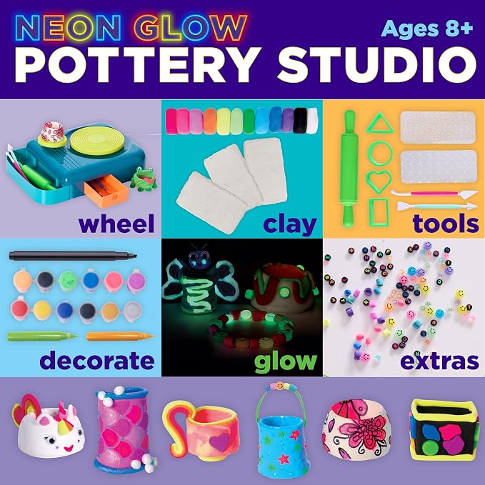 Neon Glow Pottery Studio