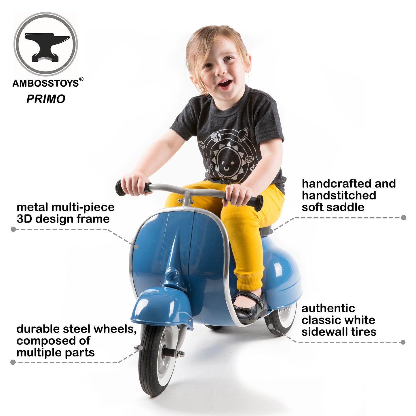 PRIMO Ride On Kids Toy Classic (Blue)