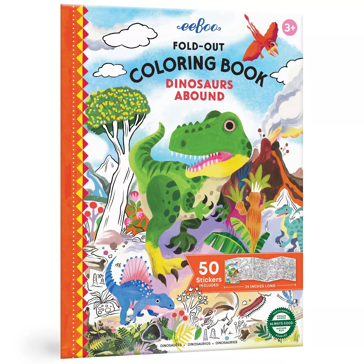 Dinosaurs Abound Fold-Out Coloring Book