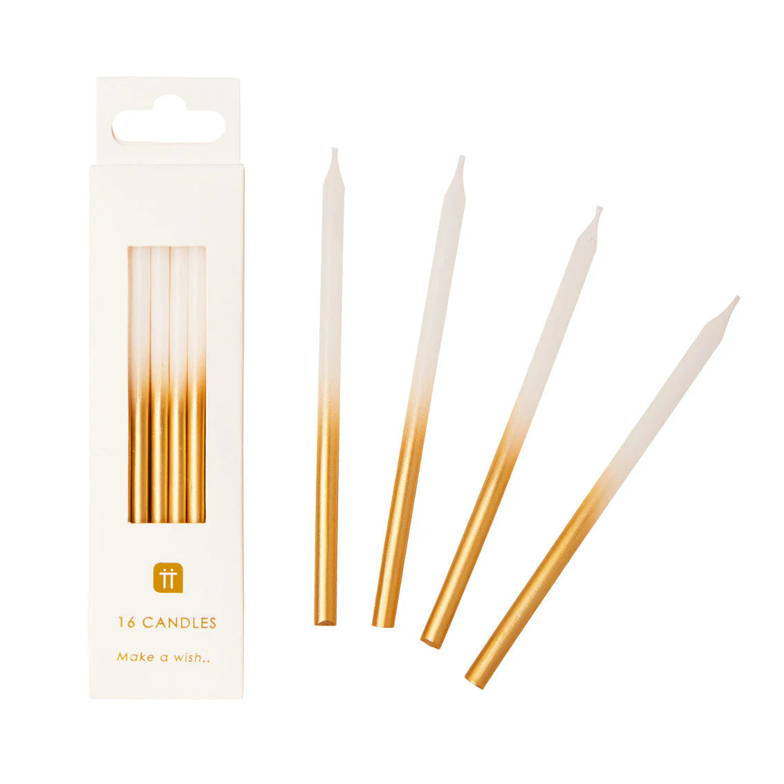 White/Gold Candles 16 pack