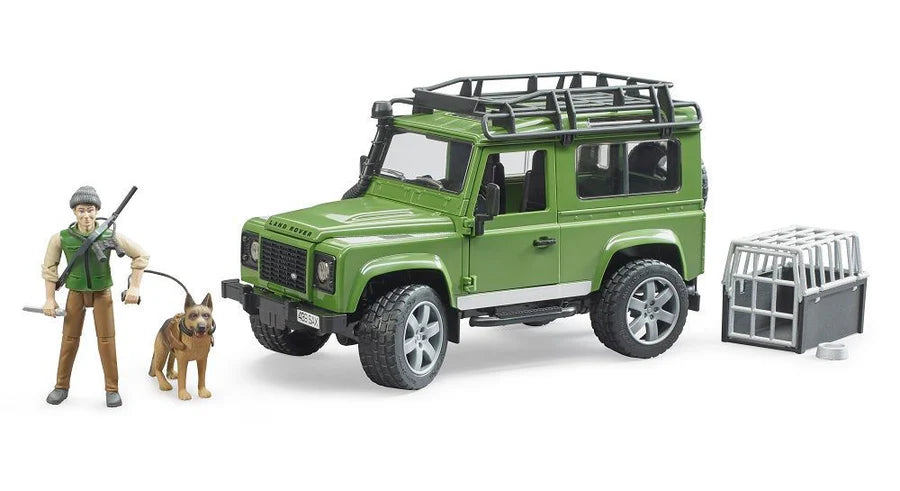 Land Rover Defender with Forester and Dog