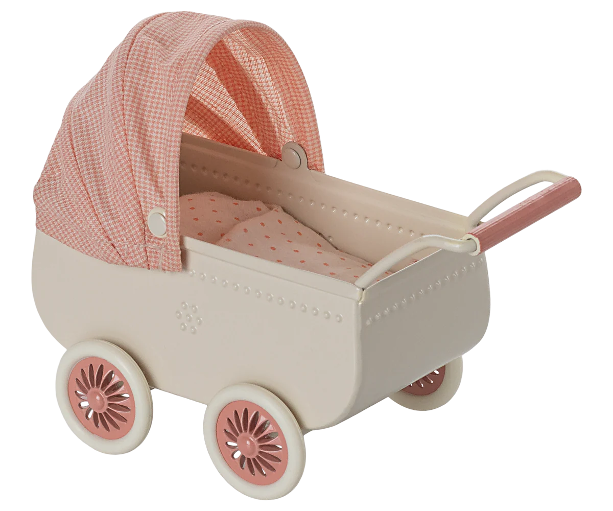 Maileg Pram, Mouse - Coral