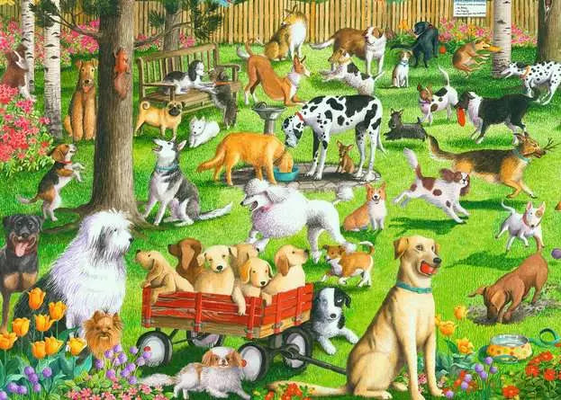 At the Dog Park 500 Piece Puzzle - Large Format