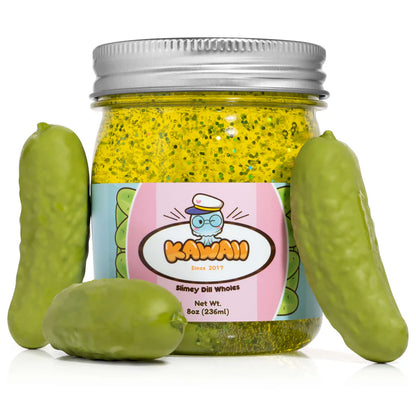 Kawaii Shimmery Pickle Clear Slime