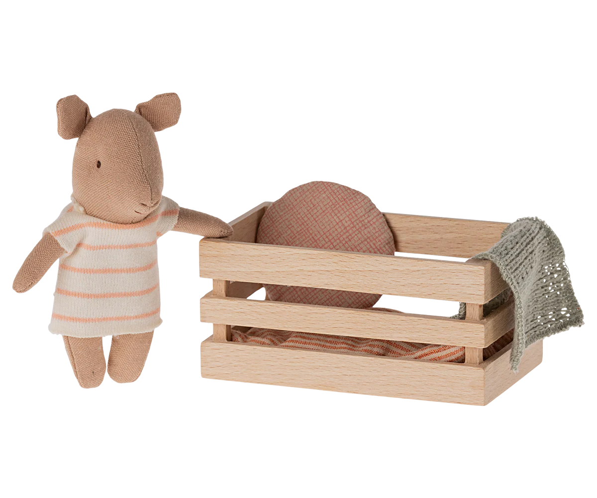 Maileg Pig, Baby in Box - Girl