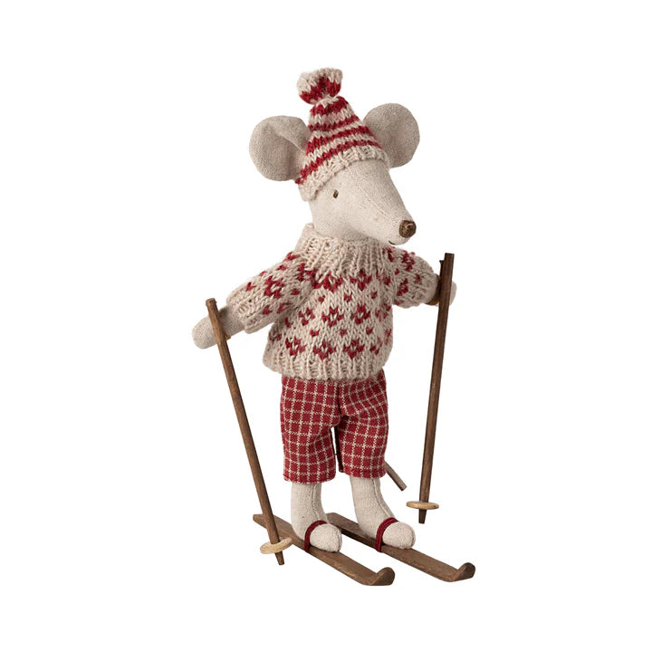 Winter Mouse with Ski Set, Mum - Red
