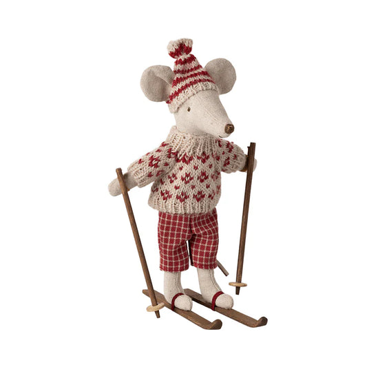 Winter Mouse with Ski Set, Mum - Red