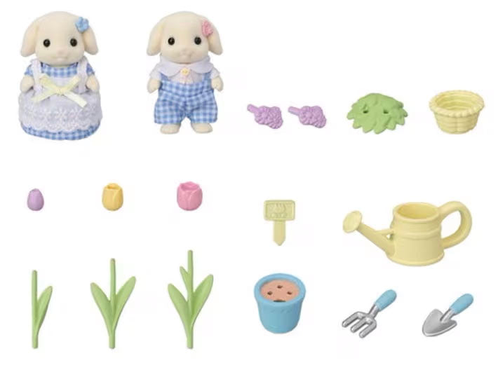 Calico Critters Blossom Gardening Set - Flora Rabbit Sister & Brother