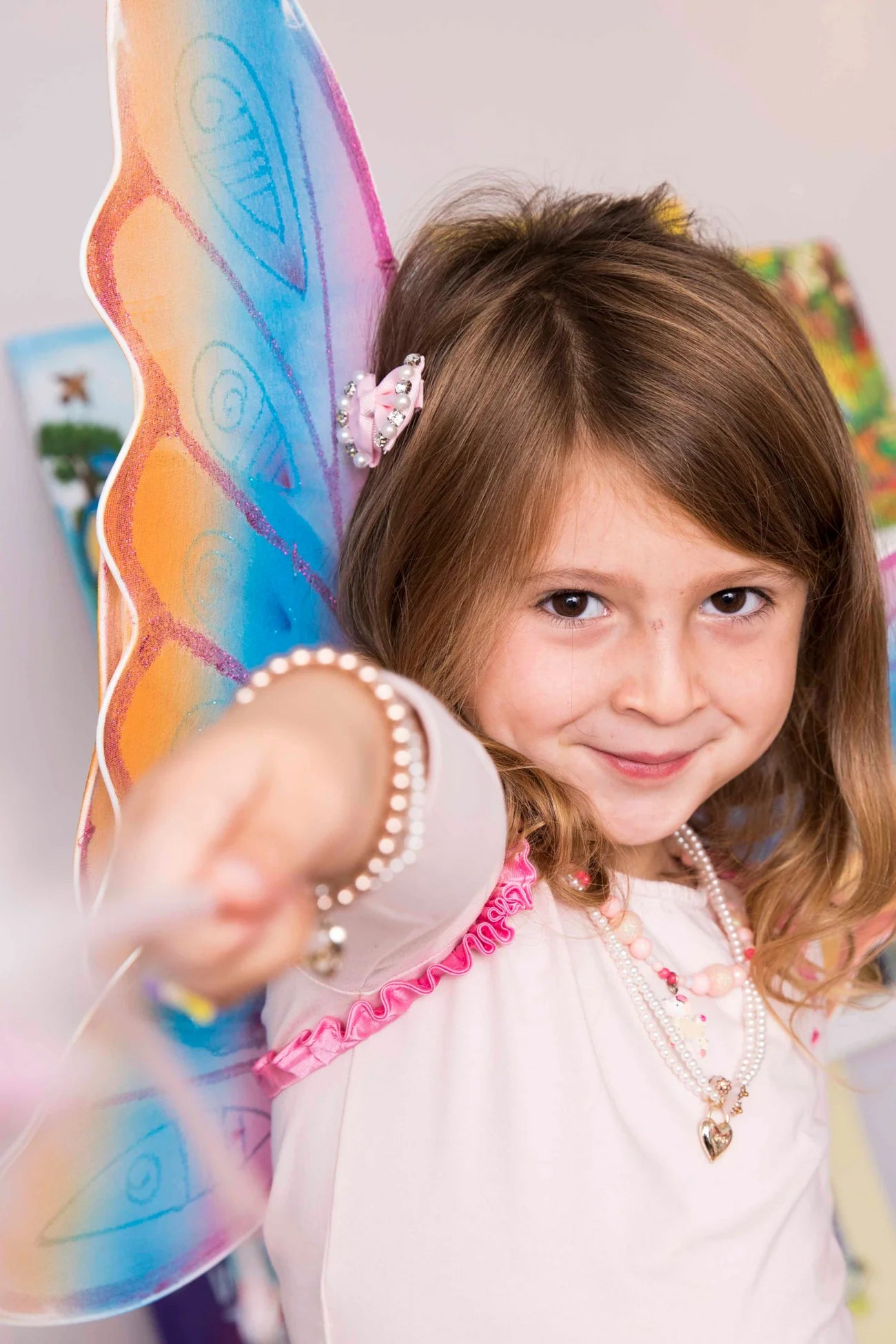 Glitter Rainbow Wings. Multi/Fuchsia