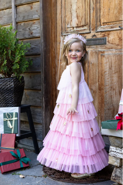 Christmas Tree Dress & Headpiece, Blush, Size 3-4