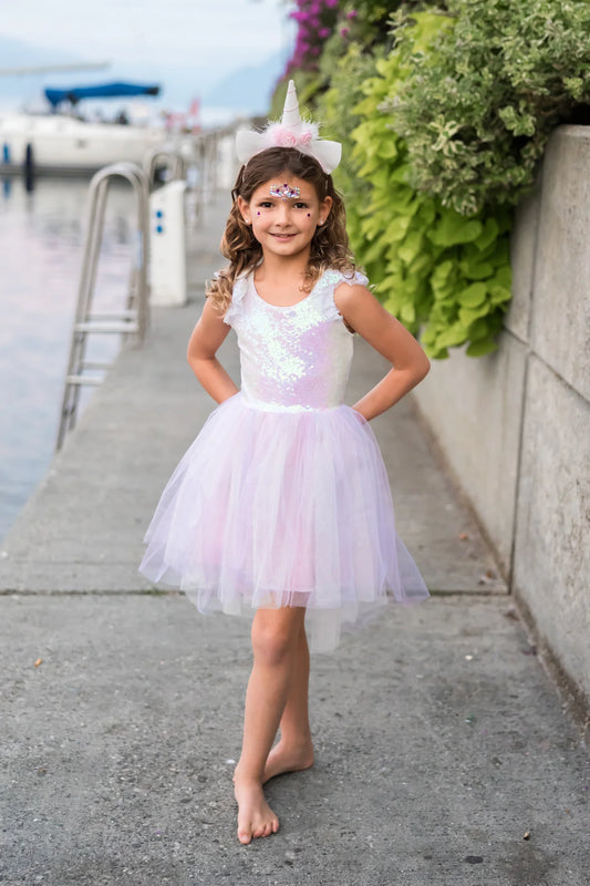 Dreamy Unicorn Dress & Headband, Iridescent/Pink