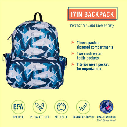 Sharks 17 Inch Backpack - Little Pickles Toy Store
