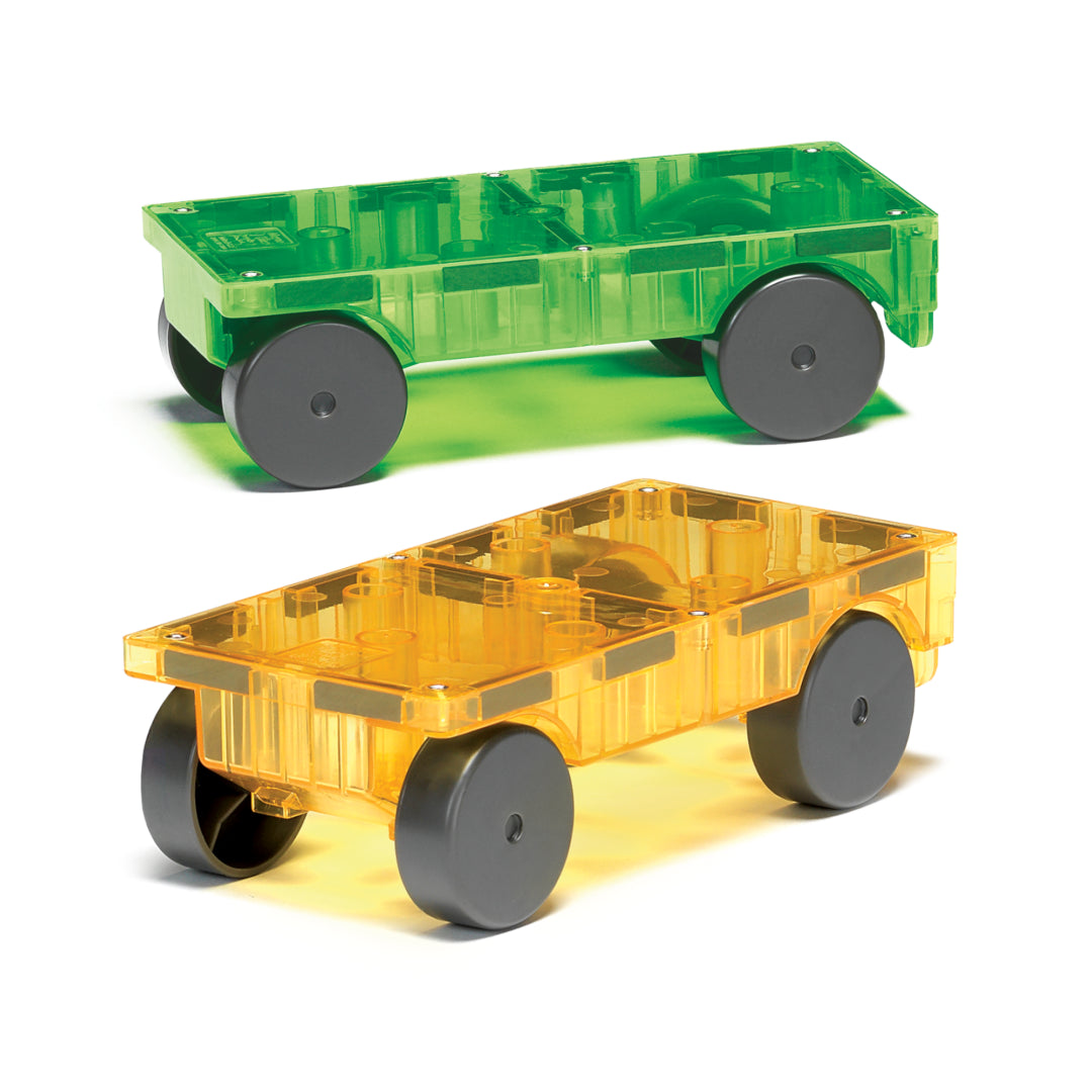 Magna-Tiles Cars 2-Piece Expansion Set: Green & Yellow