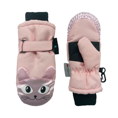 Girls Animal Face Ski Mittens with Thinsulate