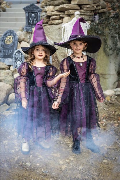 Amethyst the Spider Witch Dress & Hat, Size 5-6