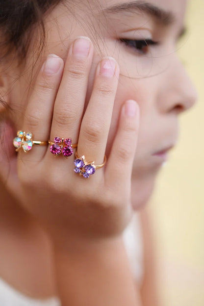 Boutique Butterfly Gem Rings, 3pcs