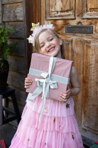 Christmas Tree Dress & Headpiece, Blush, Size 3-4