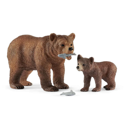 Schleich Grizzly bear mother with cub - Little Pickles Toy Store