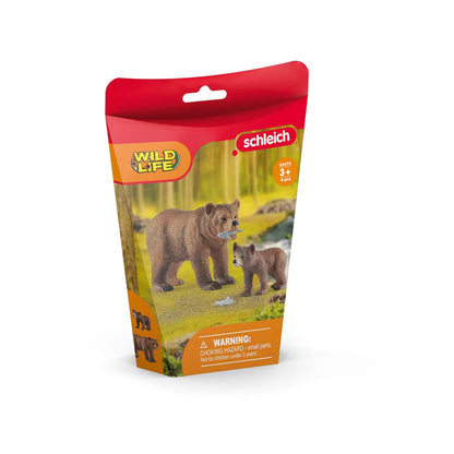 Schleich Grizzly bear mother with cub - Little Pickles Toy Store