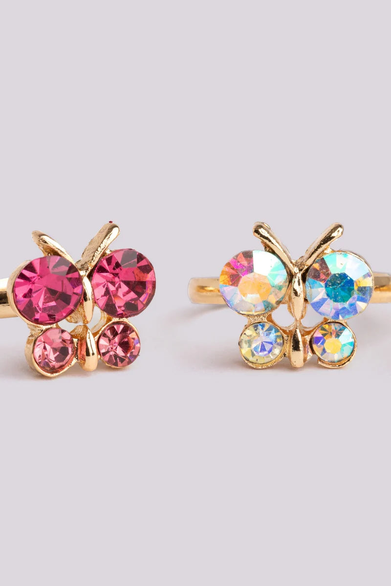 Boutique Butterfly Gem Rings, 3pcs