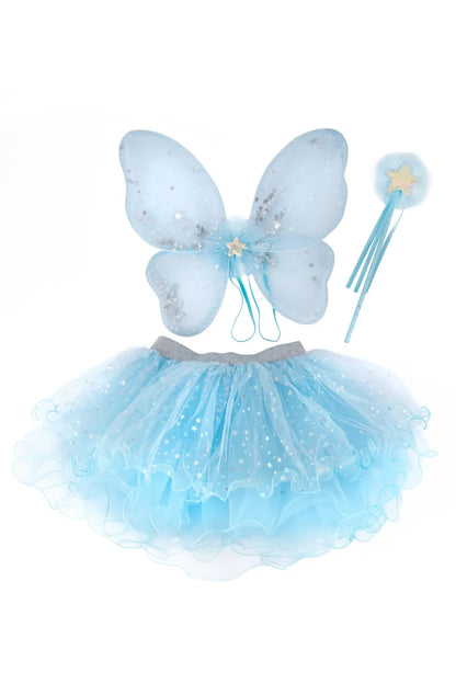 Iridescent Celestial Fairy Set - Wings, Tutu and Wand - Size 4-6
