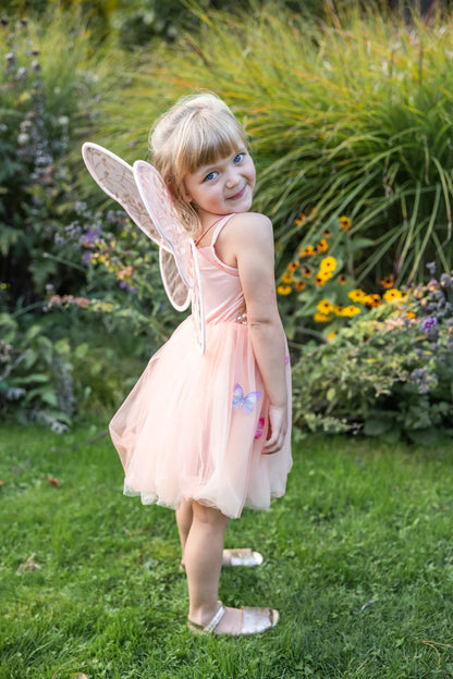 Butterfly Bliss Dress, Peach, Size 5-6