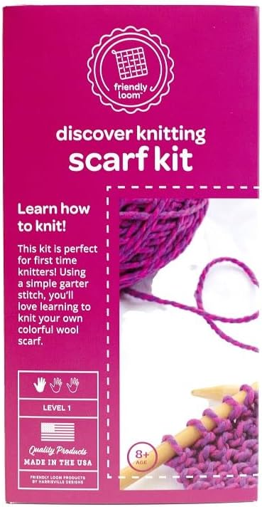 Discover Knitting Scarf Kit - Pink/Violet