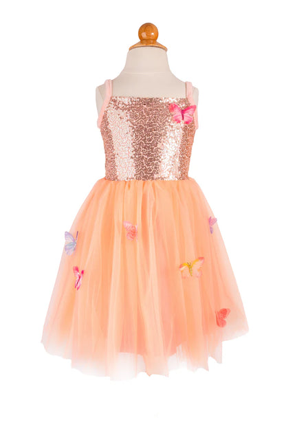 Butterfly Bliss Dress, Peach, Size 7-8