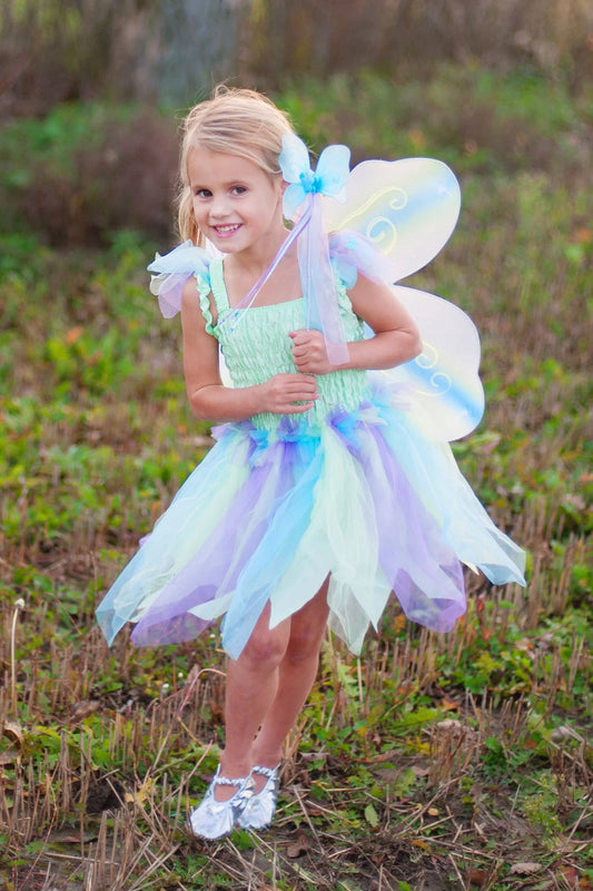 Butterfly Dress & Wings with Wand, Green/Multi