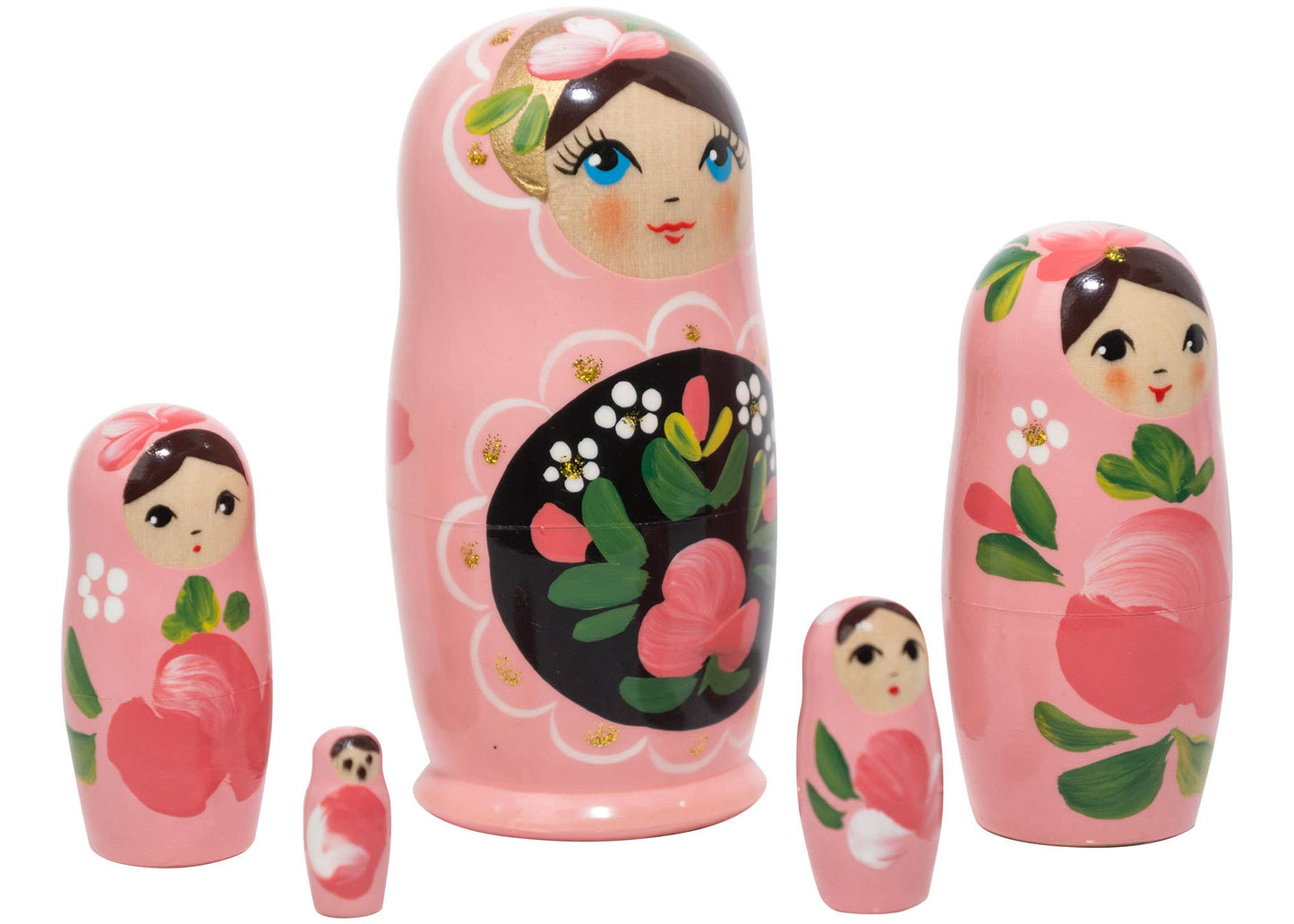 Pink Art Matryoshka Doll 5pc - 4"