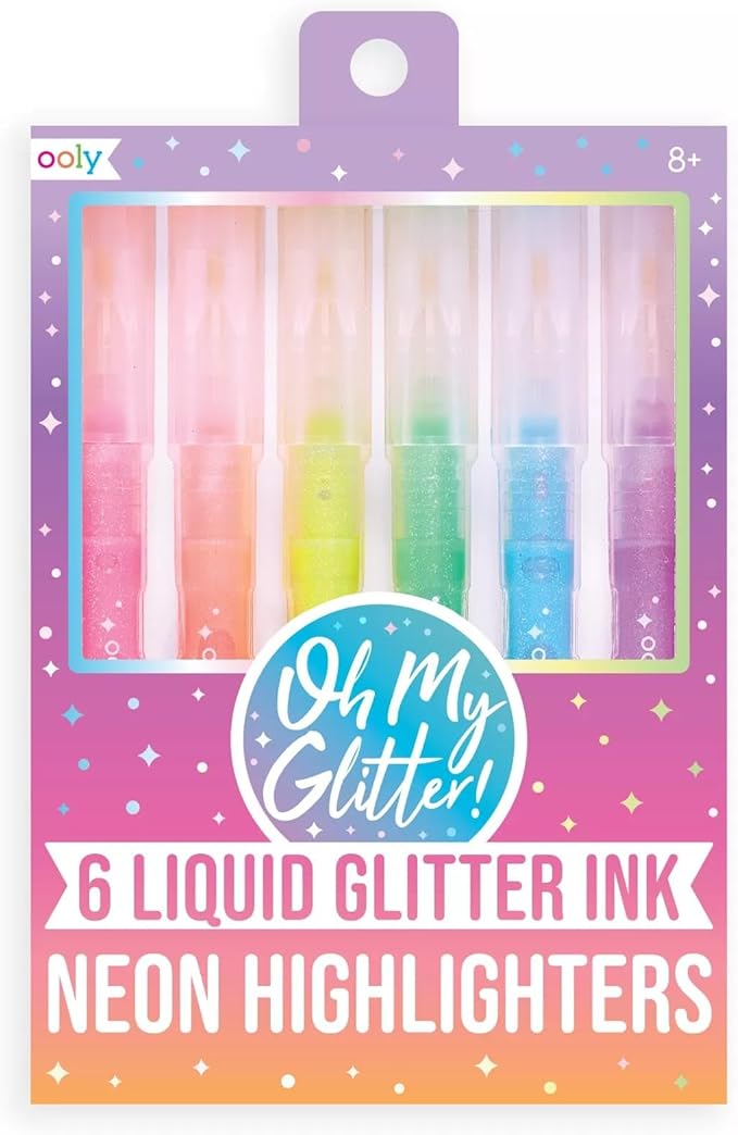 Oh My Glitter - Liquid Glitter Ink Neon Highlighers (Set of 6)