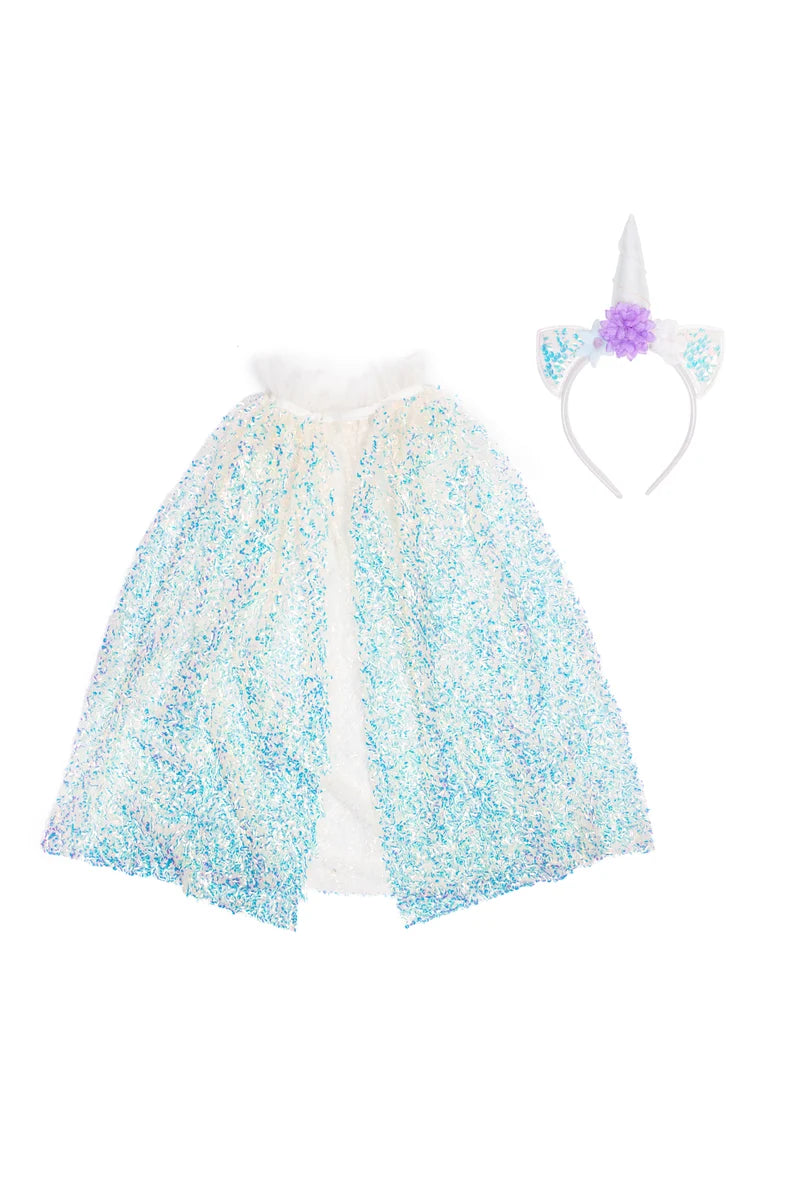 Unicorn Sparkle Cape and Headband, Size 4-6