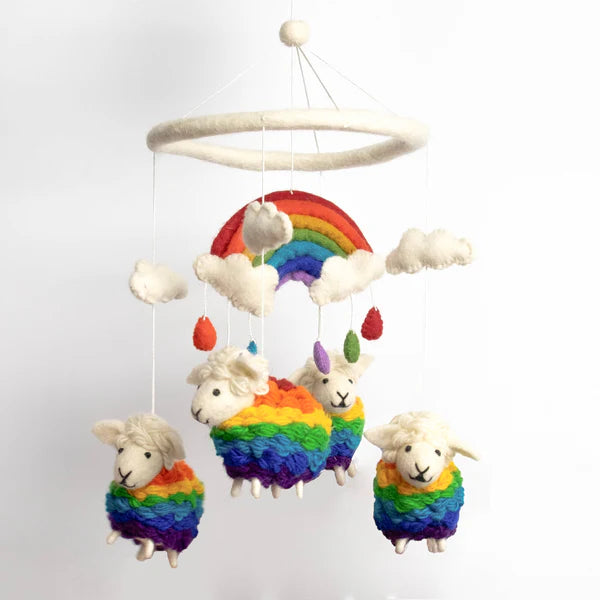Felt Mobile Rainbow Sheep