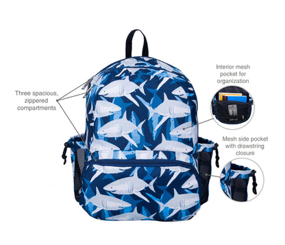 Sharks 17 Inch Backpack - Little Pickles Toy Store