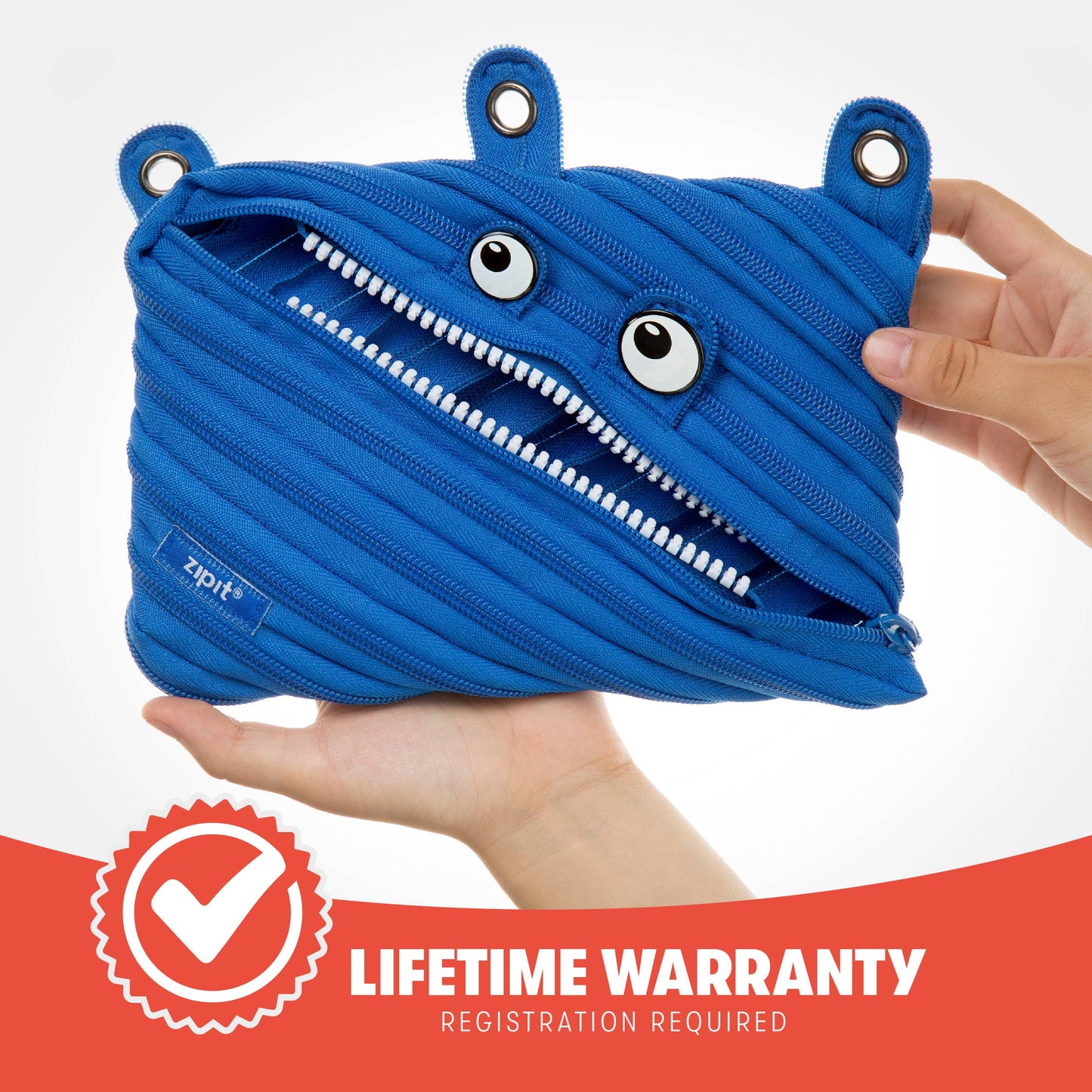 Monster 3 Ring Binder Pencil Pouch, Blue