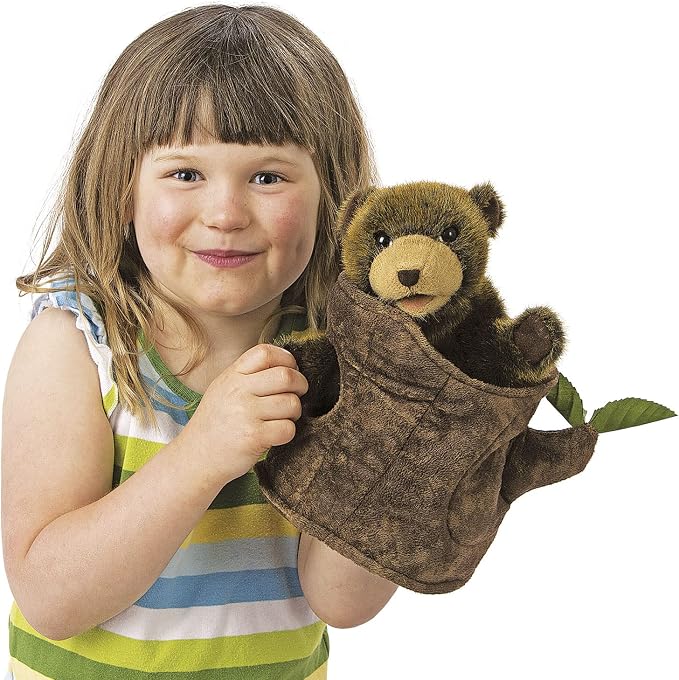 Folkmanis - Bear in a Tree Stump Hand Puppet