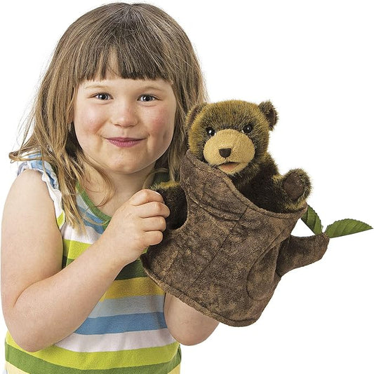 Folkmanis - Bear in a Tree Stump Hand Puppet