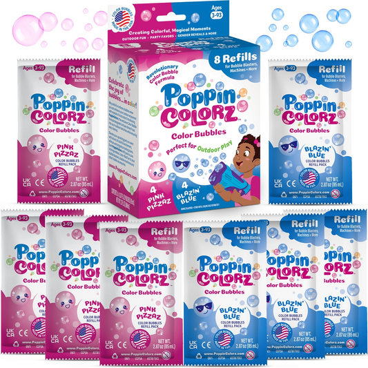 PoppinColorz Bubbles- 8 Pack Refills