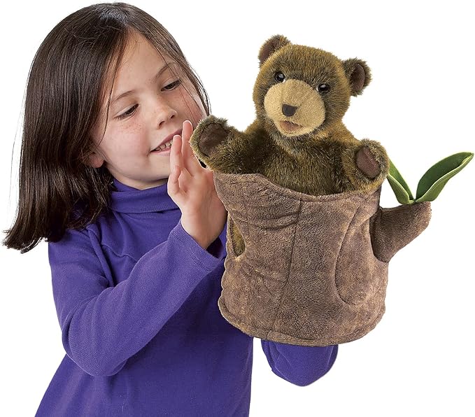 Folkmanis - Bear in a Tree Stump Hand Puppet