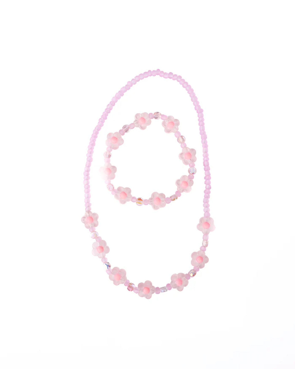 Pink Crystal Blooms Necklace and Bracelet
