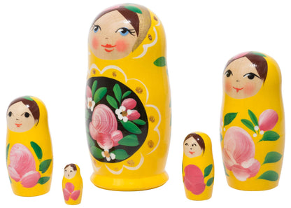 Yellow Art Nesting Doll 5pc./4" - Little Pickles Toy Store