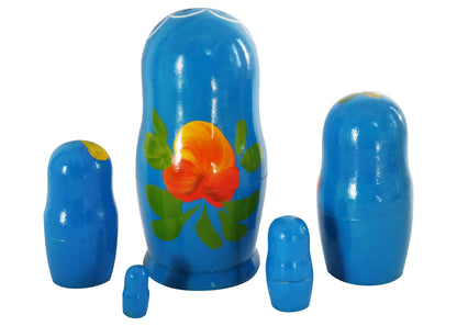 Light Blue Art Matryoshka Doll 5pc./4" - Little Pickles Toy Store