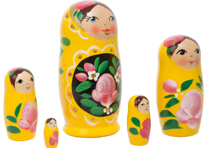 Yellow Art Nesting Doll 5pc./4" - Little Pickles Toy Store