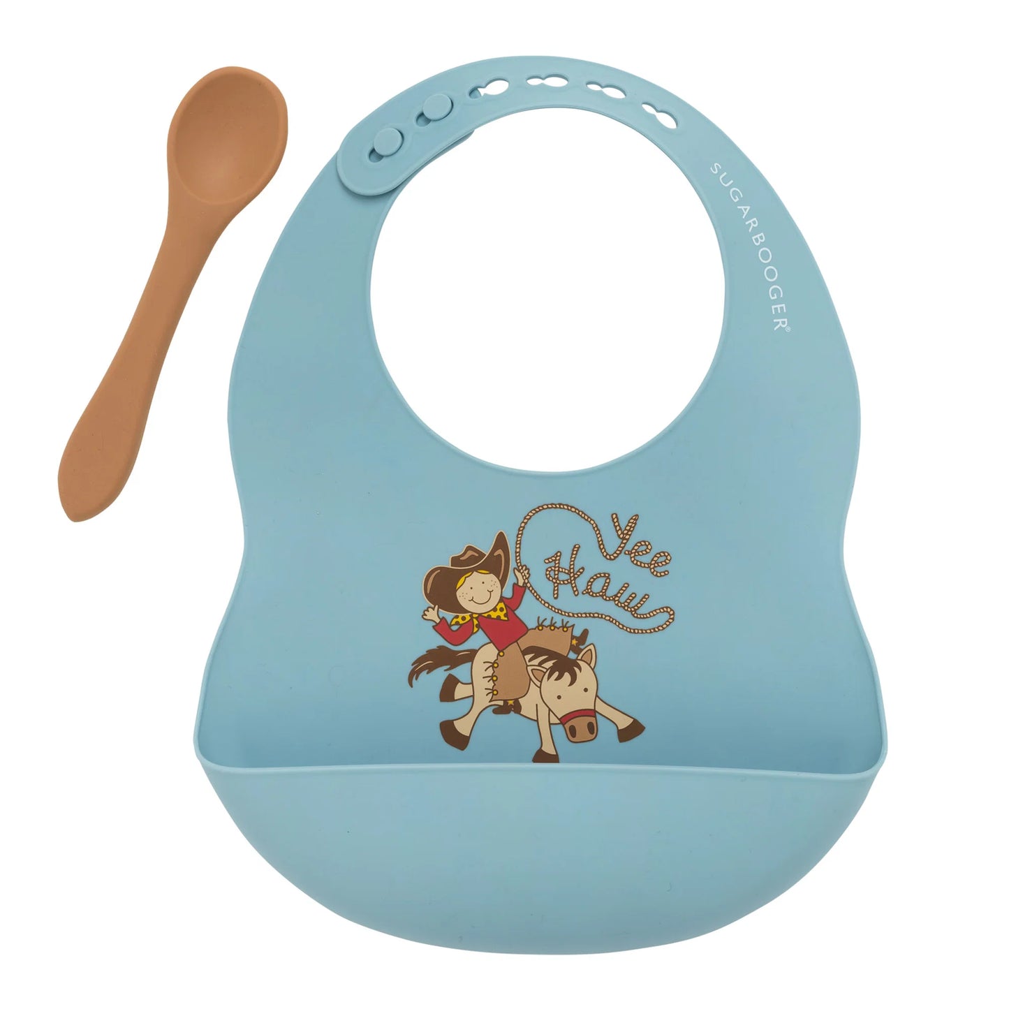 Fresh & Messy Silicone Bib & Spoon Set - Yee Haw