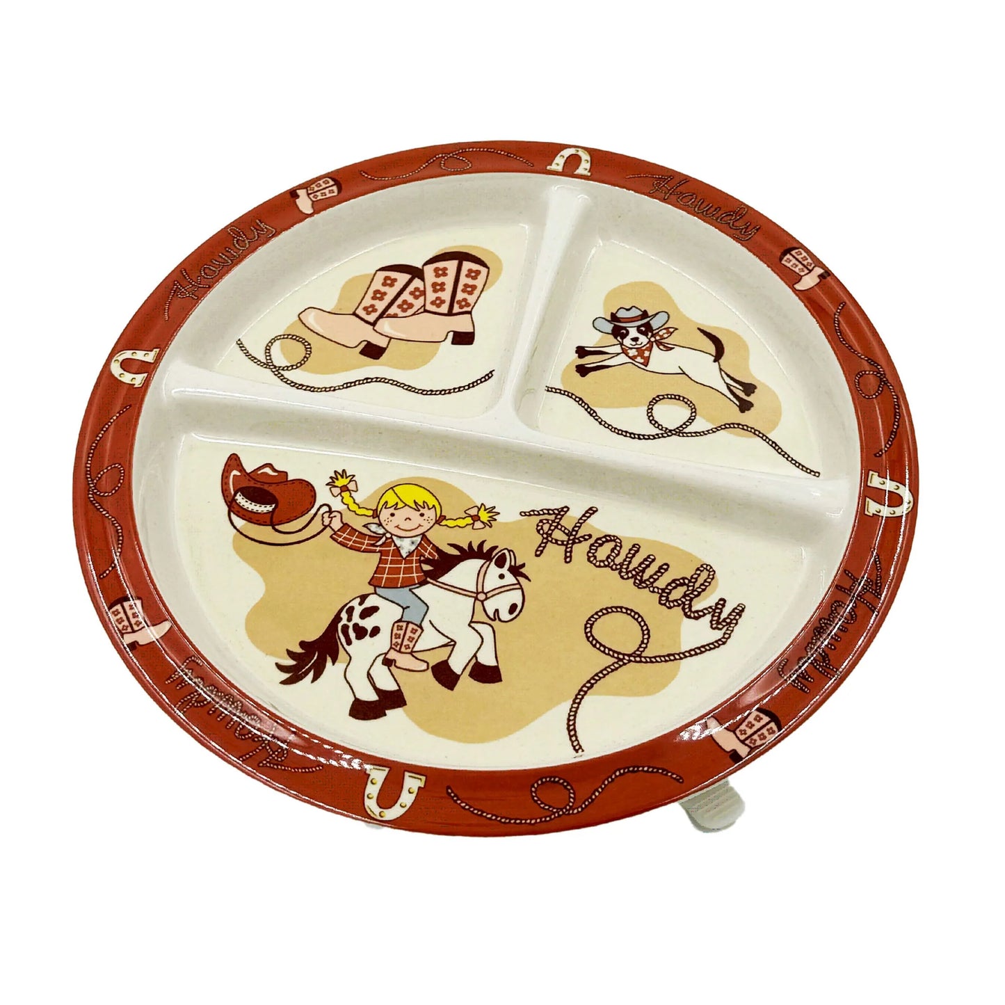 Divided Suction Plate - Howdy Cowgirl