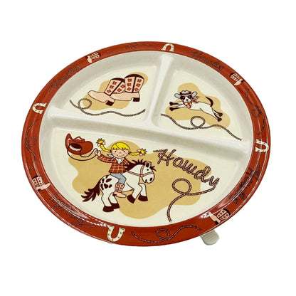 Divided Suction Plate - Howdy Cowgirl